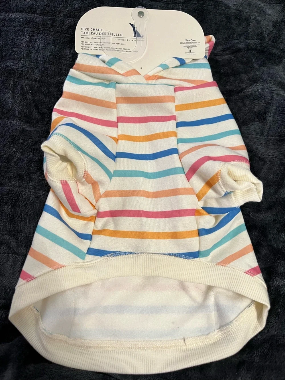 Pup Crew Rainbow striped dog hoodie